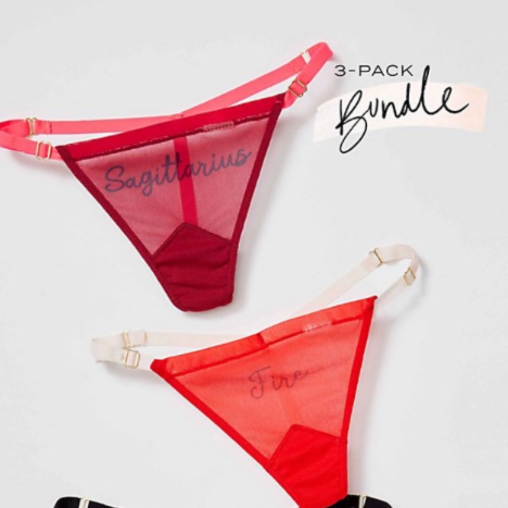 Free People/Revolve x HAHt- Zodiac inspired 3 Pack Bundle of Fun Stringy Thongs - Picture 2 of 5